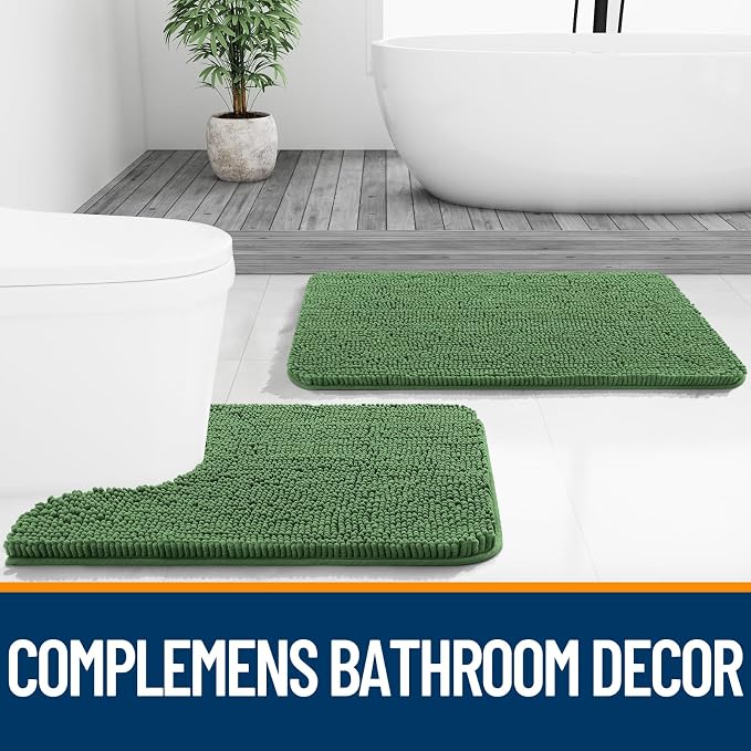 OLANLY Bathroom Rugs 44x24, Extra Soft Absorbent Chenille Bath Rugs, Rubber - Image 7