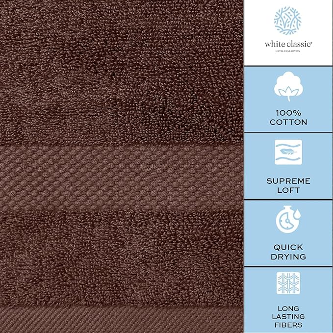White Classic Luxury Bath Towel Set of 8 Pieces - Image 7