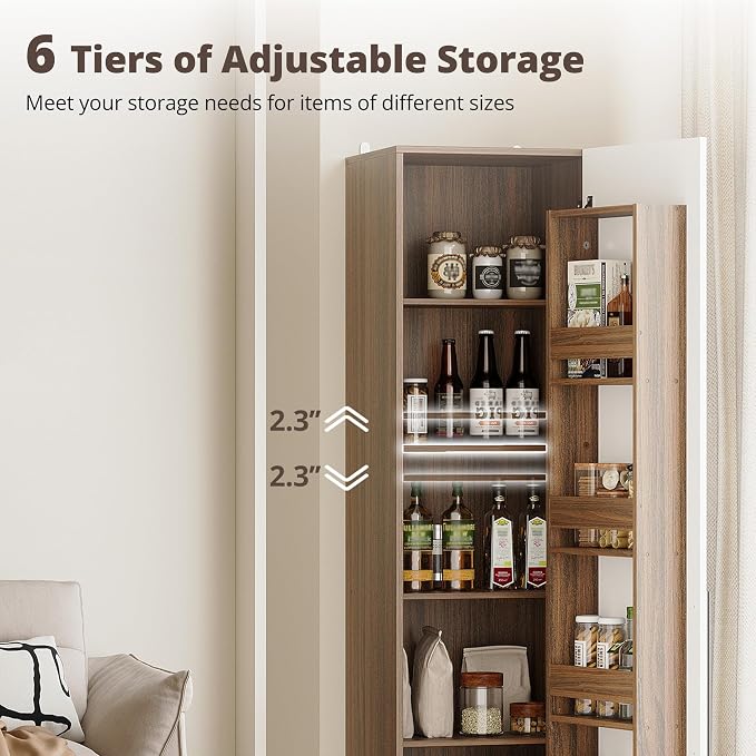 IRONCK 70" Pantry Storage Cabinet, Single Cabinet Pantry, Freestanding Tall - Image 5