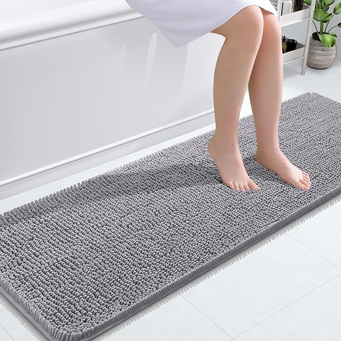 OLANLY Bathroom Rugs 59x20, Extra Soft Absorbent Chenille Bath Rugs, Rubber by OLANLY