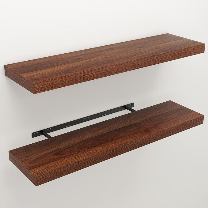 Floating Shelves for Wall, 9.3" Deep Wall Mounted Wood Shelves for Bathroom - Image 3