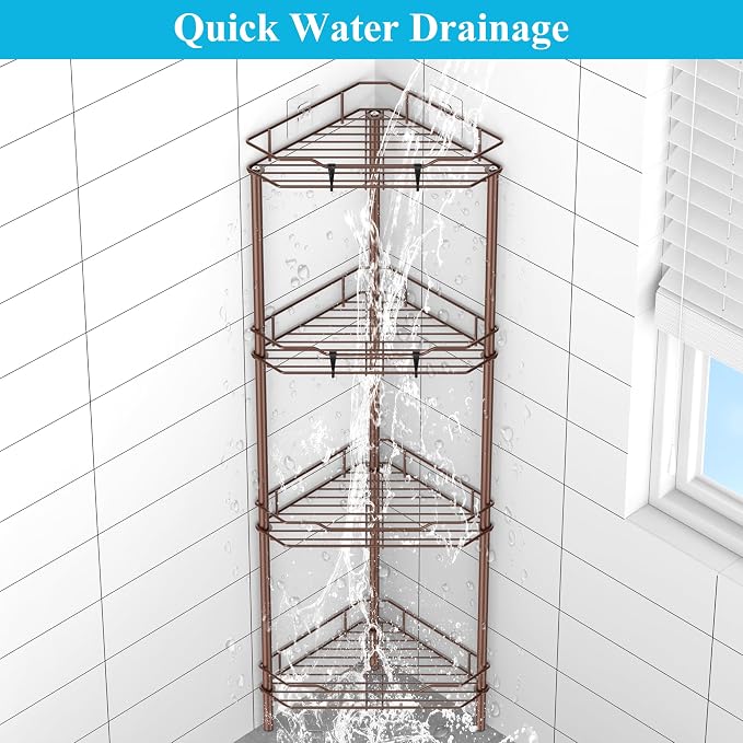 4 Tier Floor Standing Corner Shower Caddy Organizer Shelf - Image 5