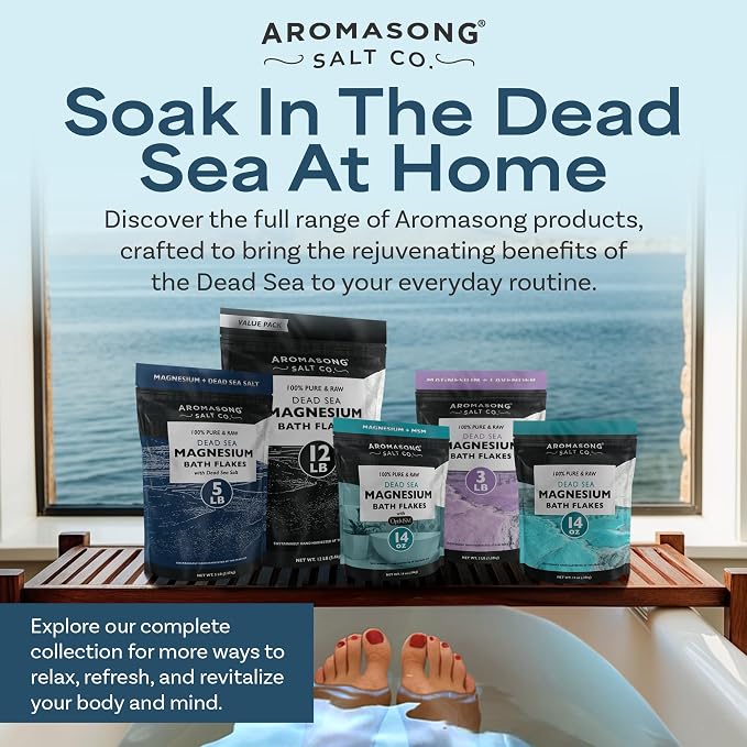Aromasong Raw Magnesium Flakes for Bath + Dead Sea Salt for Soaking - 5 Lb - Image 7