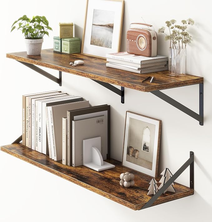 36"W x 10"D Floating Shelves, 10 Inch Deep Floating Shelves, Farmhouse Rustic by FunMemories