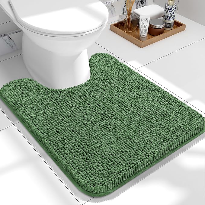 OLANLY Toilet Rugs U-Shaped 24x20, Extra Soft Absorbent Chenille Contour by OLANLY