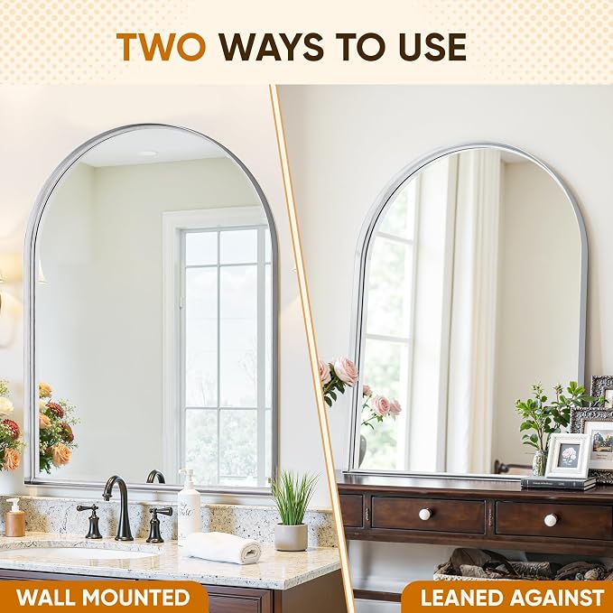 Arched Mirror 30"x40", Bathroom Mirror, Wall Mounted Vanity Mirror - Image 7