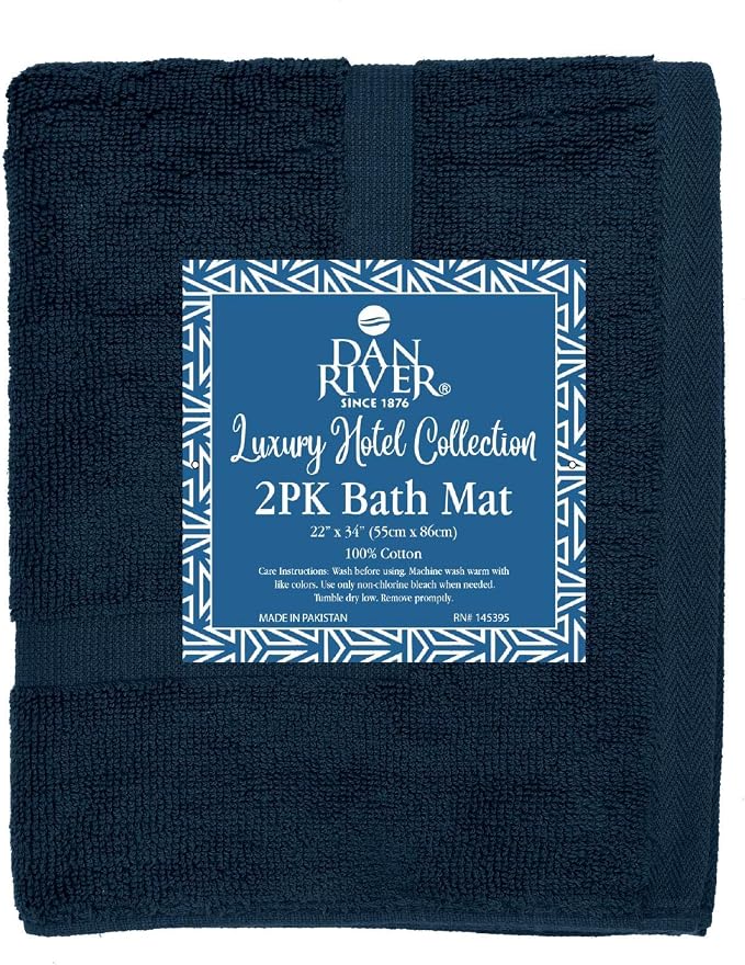 DAN RIVER Classic Cotton Bath Mats Set of 2 – Not a Bathroom Rug, Ultra Soft - Image 4