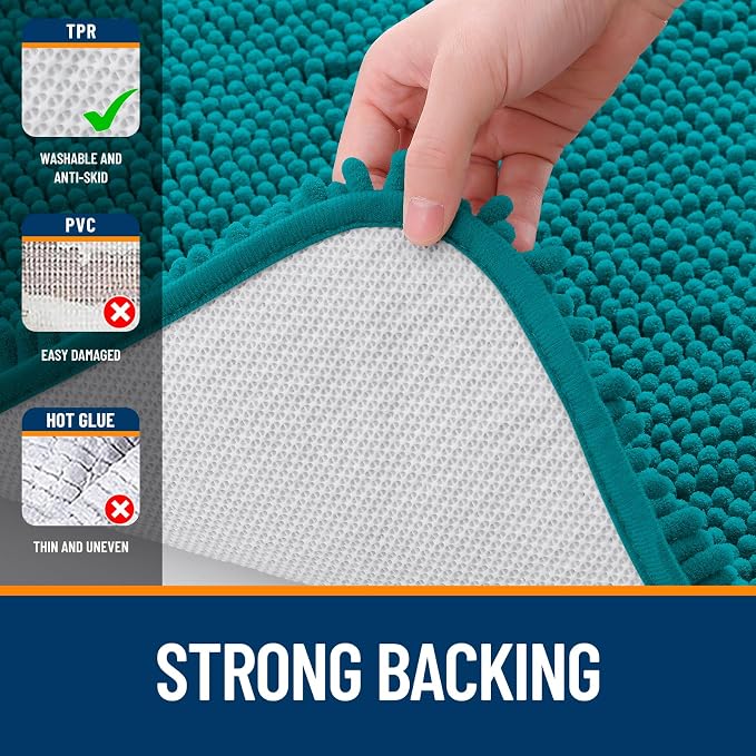 OLANLY Bathroom Rugs 24x16, Extra Soft Absorbent Chenille Bath Rugs, Rubber - Image 7