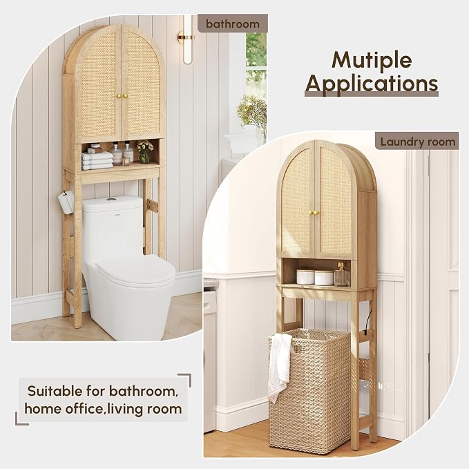 HMstone Over The Toilet Storage Cabinet, Arched Bathroom Organizer and Storage - Image 7