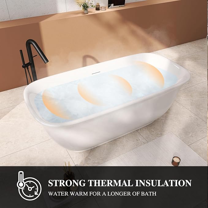 59" Acrylic Freestanding Bathtub, Soaking Tub - Image 4