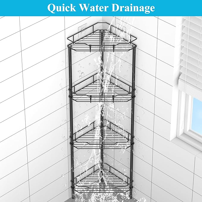 4 Tier Floor Standing Corner Shower Caddy Organizer Shelf - Image 6