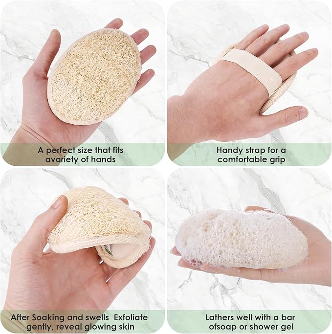 Natural Loofah Sponge, 3 Pack Exfoliating Body Scrubber - Image 6