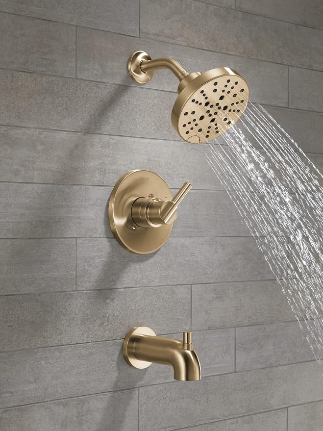 Delta Nicoli 14 Series H2Okinetic Bathtub and Shower Faucet Set, Brushed Gold - Image 2