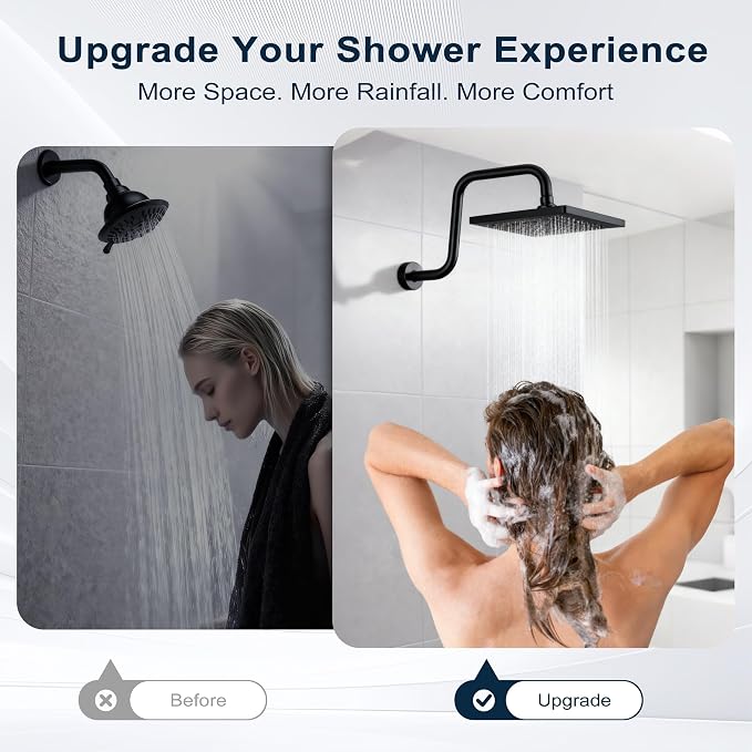 BRIGHT SHOWERS Shower Head Extension Arm 13 Inch S Shaped Gooseneck Shower Riser - Image 4