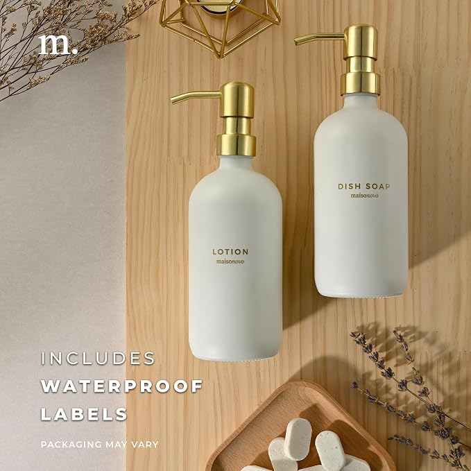 MaisoNovo Soap Dispenser 1-Piece Set | 16.9oz White Bottles - Image 6