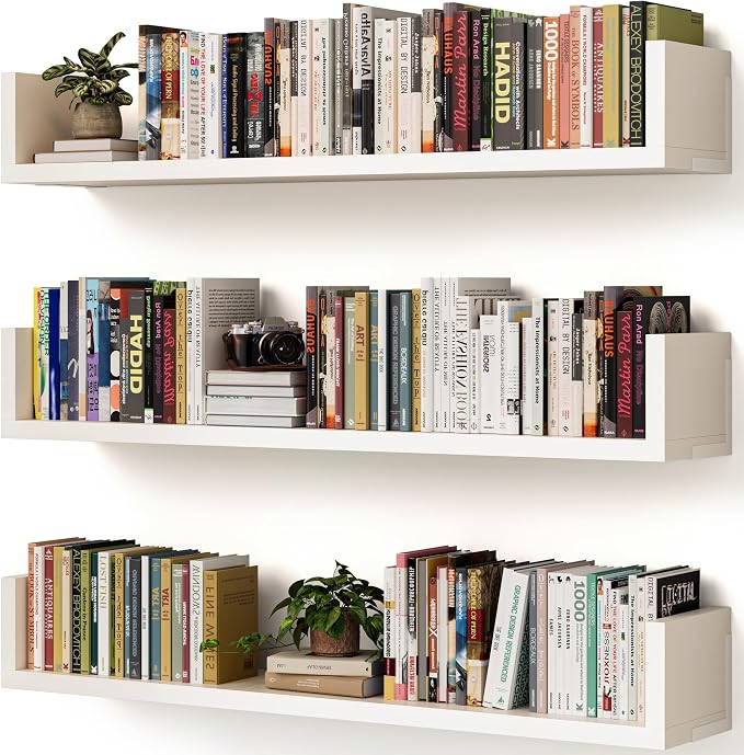 Wall Bookshelf, 36 Inches U Shaped Wall Shelves, Long Deep Floating Shelves by Unknown