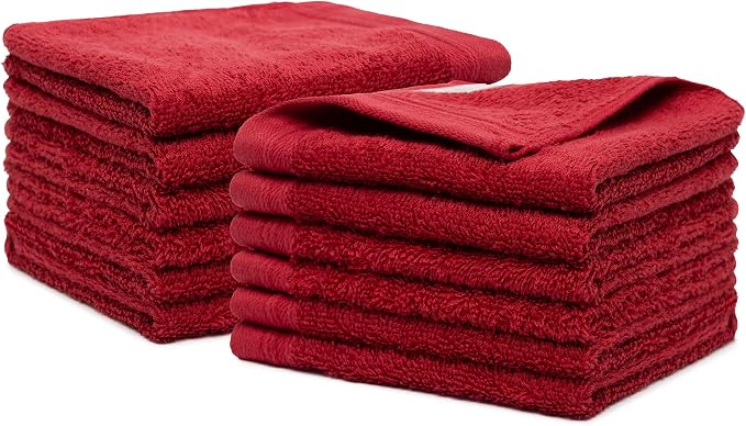 100% Cotton Washcloths Set 13” x 13” | Burgundy Towels | Set of 24 Ultra Soft - Image 2
