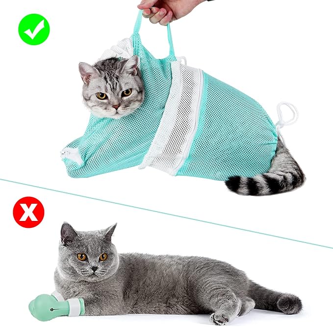Cat Bag for Bathing Set with Grooming Washing Bag Adjustable Pet Shower Brush - Image 5