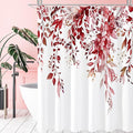 Gibelle Long Shower Curtain 72 x 78, Tall Burgundy Red Floral Shower Curtain by Gibelle