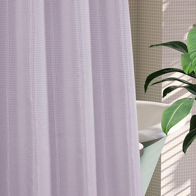MitoVilla Purple Waffle Small Stall Shower Curtain Liner Set 36 x 74, No Hooks - Image 5