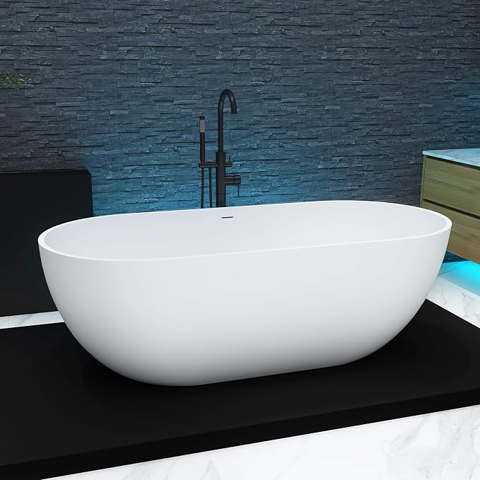 69'' Freestanding Tubs Bathtub Solid Surface Resin Stone Bathtubs soaker Tubs - Image 3