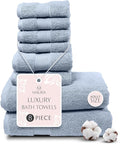 MAURA Light Blue Bath Towel Set of 8 by MAURA