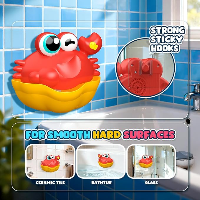 Bath Toys for Kids Ages 1-3, Light Up Baby Bath Toys Crab Bubble Maker - Image 4