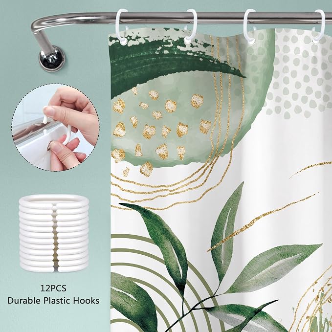 Green Boho Shower Curtain 60Wx72H Sage Green Bohemian Modern Abstract Tropical - Image 6