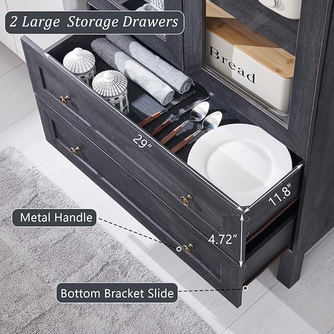 71" Tall Arched Kitchen Pantry Cabinet, Wood Kitchens Storage Cabinets - Image 5
