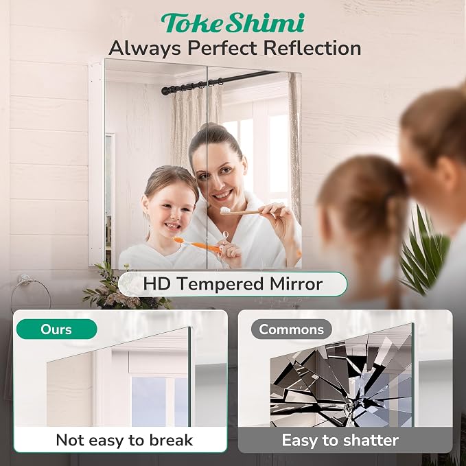 TokeShimi 30x26 Medicine Cabinet Mirror - Image 6