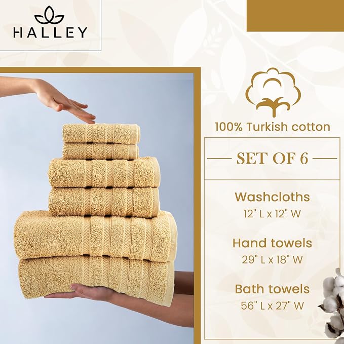 HALLEY Turkish Towels Set 650 GSM Highly Absorbent Super Soft 100% Cotton - Image 4