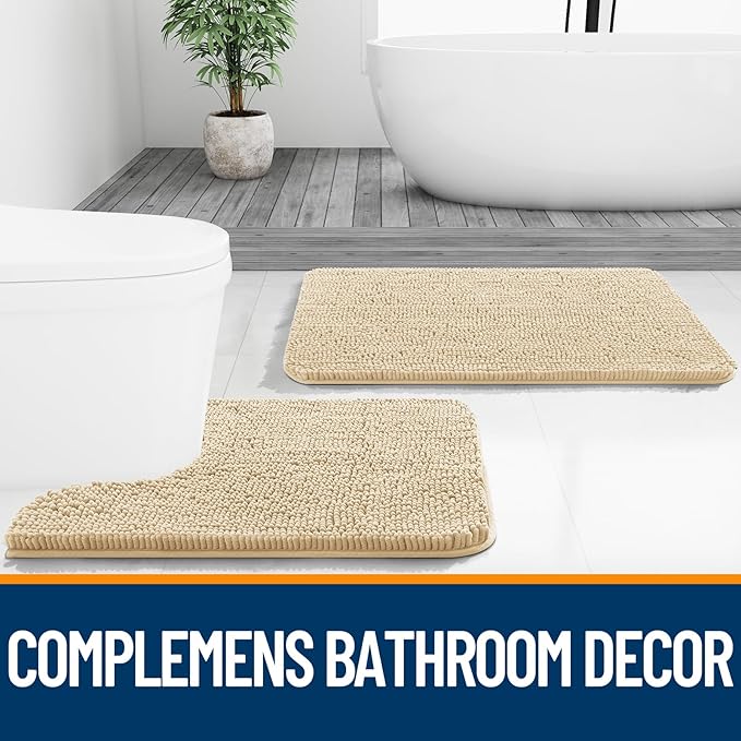 OLANLY Bathroom Rugs 70x46, Extra Soft Absorbent Chenille Bath Rugs, Rubber - Image 7