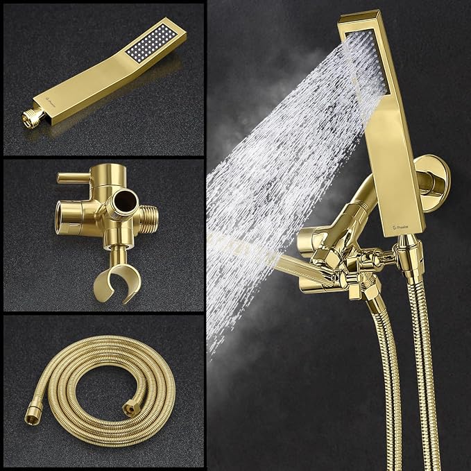 G-Promise All Metal 10" Dual Square Shower Head Combo | Rain Shower Head | - Image 5