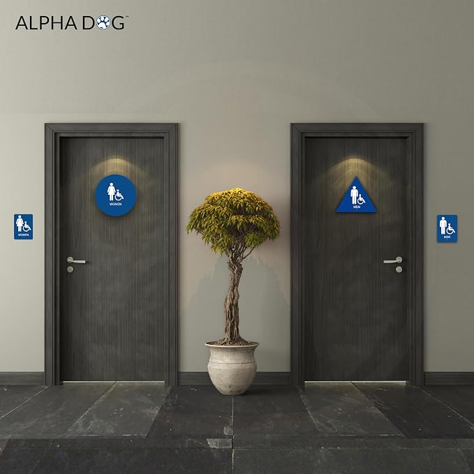 ALPHA DOG ADA SIGNS Bathroom Bundle: Men's Women's Restroom Signs, ADA - Image 4