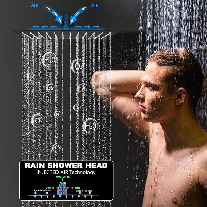 Temperature Display Shower Faucet Set Matte Black Shower System - Image 5