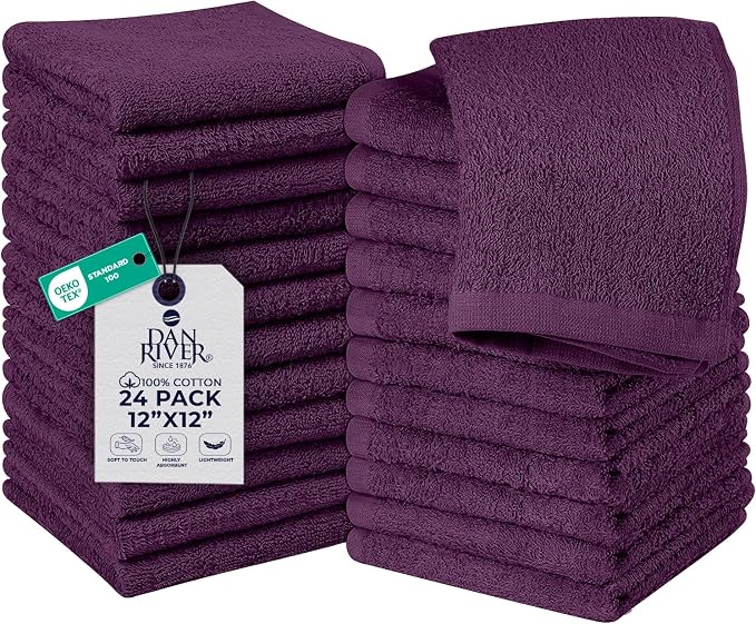 DAN RIVER 24 Pack Wash Cloths for Showering by DanRiver