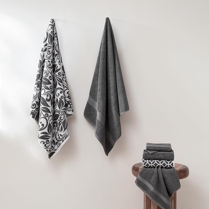 Modern Threads Trefoil Filigree 6-Piece 100% Cotton Towel Set – Reversible Yarn - Image 4