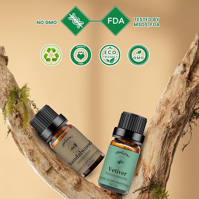 yethious Sandalwood Vetiver Essential Oil Set 100% Pure Organic Undiluted - Image 5