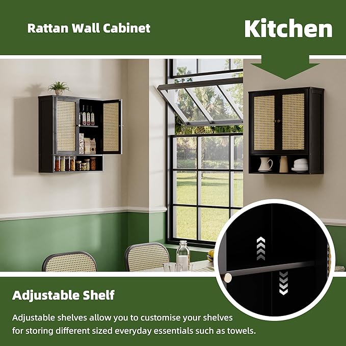 Bathroom Wall Cabinet, Bamboo Over-The-Toilet Storage Organizer - Image 4