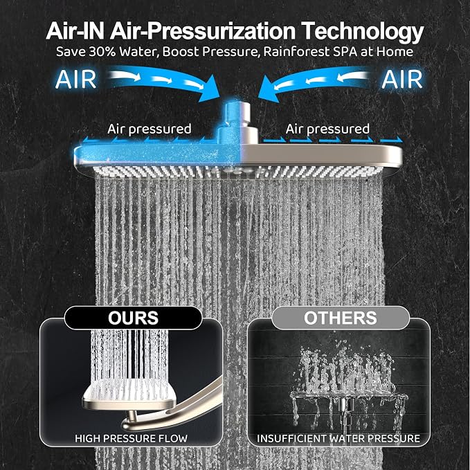 Rain Shower Head with Handheld High Pressure rainfall Shower Heads with - Image 3