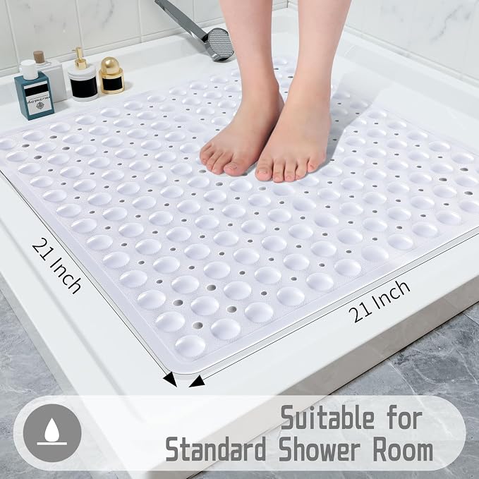 Yimobra Shower Stall Mat Non Slip, 21x21 Inch, Soft Square Bath Mat - Image 5