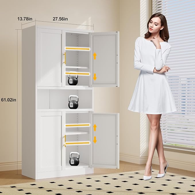 61.02" Tall Bathroom Storage Cabinet, Kitchen Pantry Storage Cabinet - Image 3