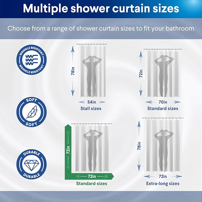 Clorox 2-in-1 Bathroom Shower Curtain Liner, Durable Fabric, Weighted Magnets - Image 4