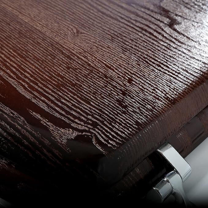 Elongated Toilet Seat Heavy Duty, Veneer Natural Standard Wooden Toilet Seat - Image 4