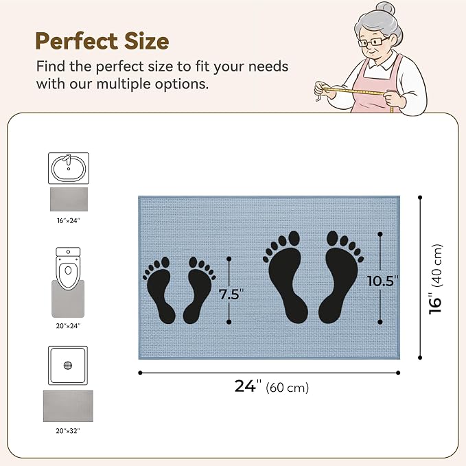 GRANNY SAYS Blue Bathroom Rugs, Soft Chenille Bathroom Mat, Absorbent Bath Mats - Image 2