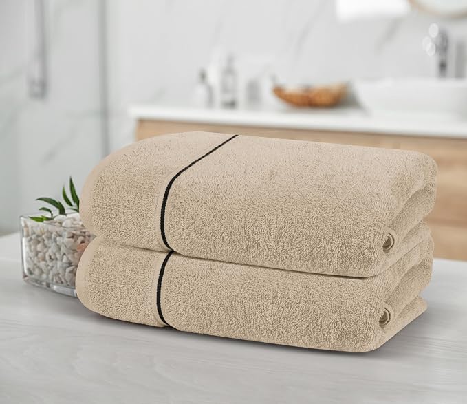 MyOwn Cotton 2 Pack Oversized Bath Towel Set 28x55 inches, Large Bath Towels - Image 3