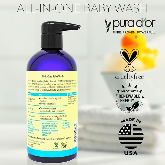 PURA D'OR 16 Oz All-in-One Calming Baby Wash & Shampoo - Image 5