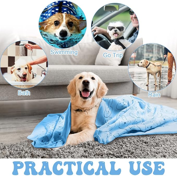Peryiter 8 Pcs Dog Drying Towels Bulk 55'' x 28'' Pet Grooming Absorbent - Image 7