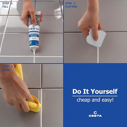Cesta Grout Repair Kit – Squeeze Tube, Fast Drying, Waterproof Tile Grout Paint - Image 2