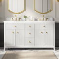 60 Inch Bathroom Vanity with Double Sink, Solid Wood Frame Bathroom Sink by DELUXELIVING